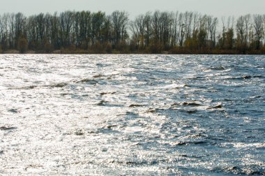Fırtına suyu, sonbaharda nehir.
