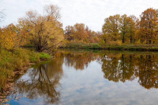 Jesień nad rzeką, piękna pora roku. — Zdjęcie stockowe