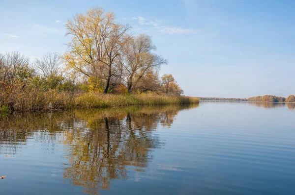 水の木々の湖の反射に秋の穏やかな — ストック写真