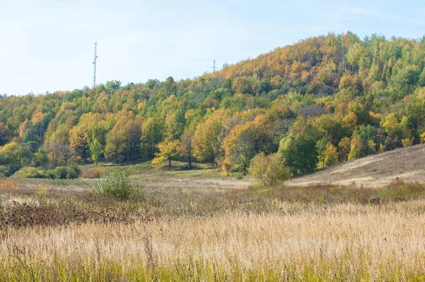 Jesień, żółte liście drzew na wzgórzach podnóża — Zdjęcie stockowe