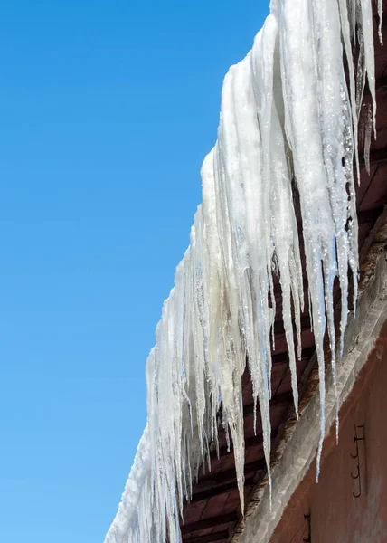 Icicles on old building — 스톡 사진