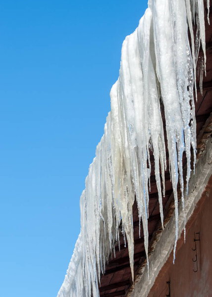 icicles on old building