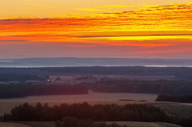 huş ağacı orman manzaralı dağ (gündoğumu gün batımında üzerinden