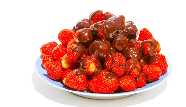 Erdbeeren mit Schokolade überzogen — Stockfoto