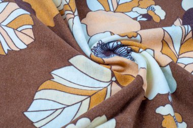 Doku, Arkaplan, Çizim. Pamuk kumaş kahverengi. Beyaz bej