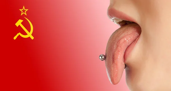 Язик. Тіло в роті, який є органом смаку , — стокове фото