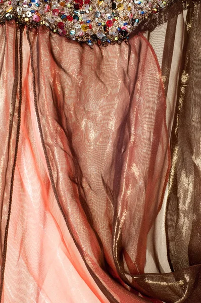 Pink brown transparent fabric. texture. robe. — Stock Photo, Image