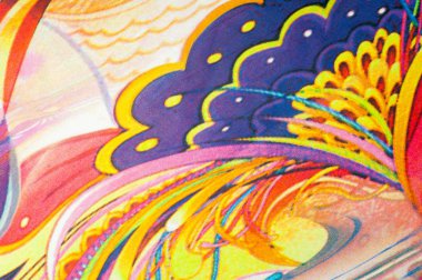 Sarı, mavi, Mavi desenli kumaş renkleri soyutlama,