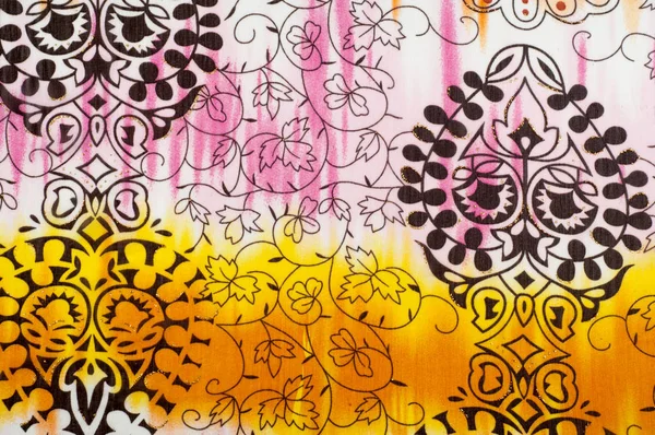 Textura de tela blanca. patrón rosa, amarillo y marrón — Foto de Stock