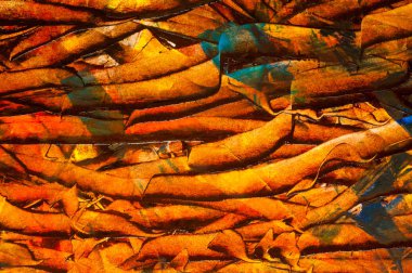 Khaziev Madiyar Sharipovich Tataristan Sanatçısı. Yağlı boyalarla tuvale boyanmış bir resim. doku, arkaplan, soyut, yılanlar, solucanlar, uzatılmış figür