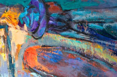 Doku, arka plan. Yağla boyanmış resim, iki kadın oturuyor.