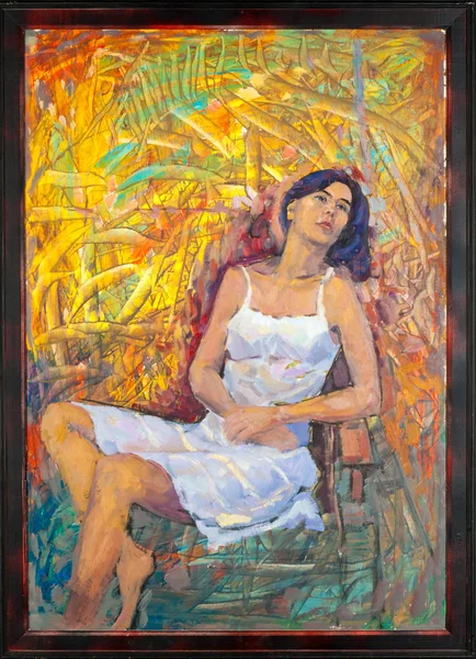 鞑靼斯坦 · 谢哈齐耶夫的杰出艺术家。 穿白衣的女孩 — 图库照片