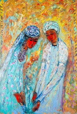 Etnografya, M.Sh. Haziev. yağlıboya resim boyalı sanatçı resmi. Orie