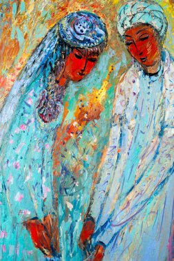 Etnografya, M.Sh. Haziev. yağlıboya resim boyalı sanatçı resmi. Orie