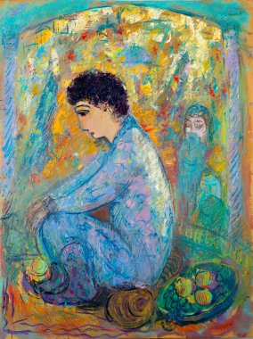 Etnografya, M.Sh. Khaziev. yağlarda boyalı sanatçı resim. 