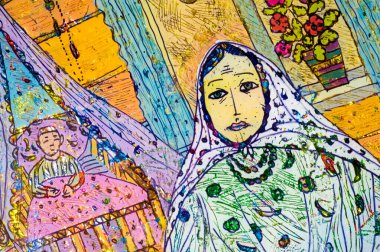 application of colored foil, Oriental woman, the Arab woman, an  clipart