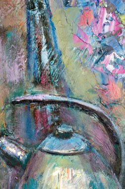 Etnografya, M.Sh. Haziev. yağlıboya resim boyalı sanatçı resmi. stil