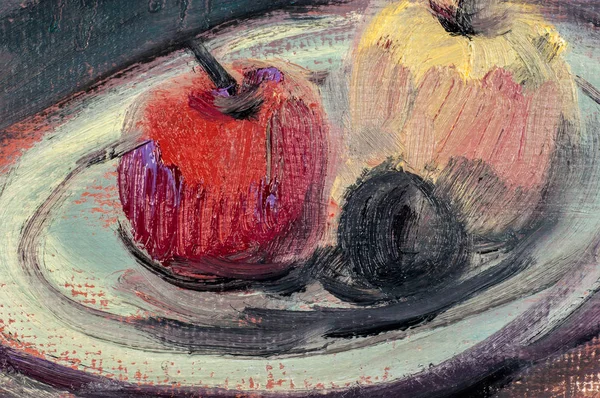 The picture painted with oil. Still life of fruit — 스톡 사진