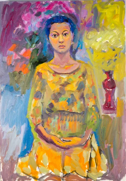 Ethnography, M.Sh. Khaziev. artist picture painted in oils. fema — Stock Photo, Image