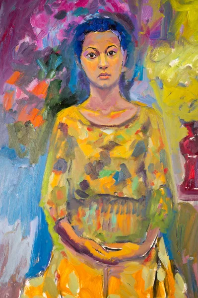 Etnografía, M.Sh. (en inglés) Khaziev. cuadro de artista pintado en óleo. fema — Foto de Stock