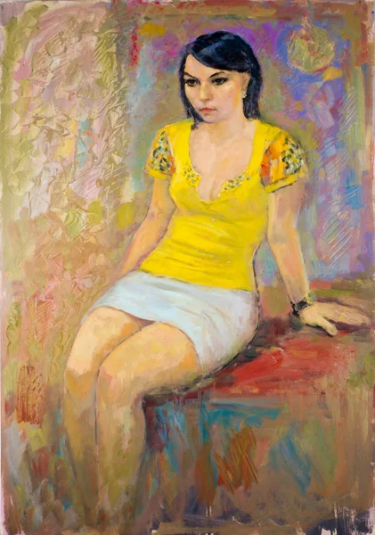 Ethnographie, M.Sh.M. Khaziev. tableau d'artiste peint à l'huile. femelle — Photo