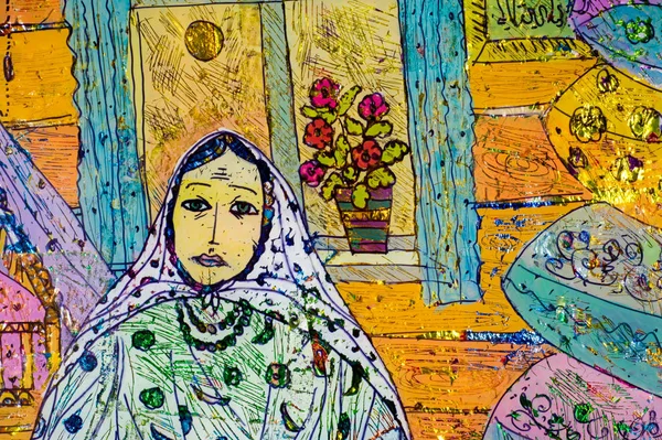 Toepassing van gekleurde folie, Oosterse vrouw, de Arabische vrouw, een — Stockfoto