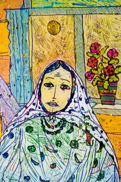 Renkli folyo, oryantal kadın, Arap kadın, uygulama bir — Stok fotoğraf