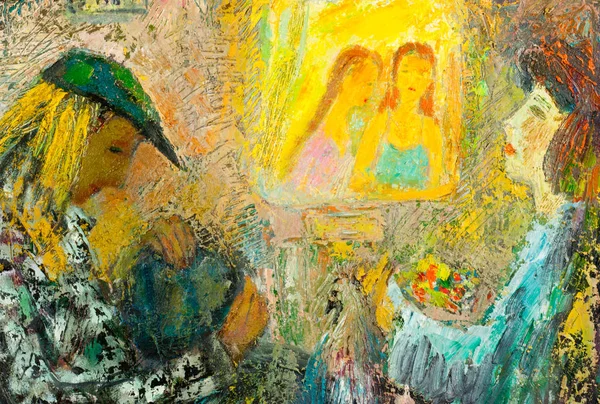 Etnografía, M.Sh. (en inglés) Khaziev. cuadro de artista pintado en óleo. A ma — Foto de Stock
