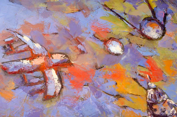 Natalia Babkina artystka, obraz malowany farbami olejnymi. w przypadku — Zdjęcie stockowe