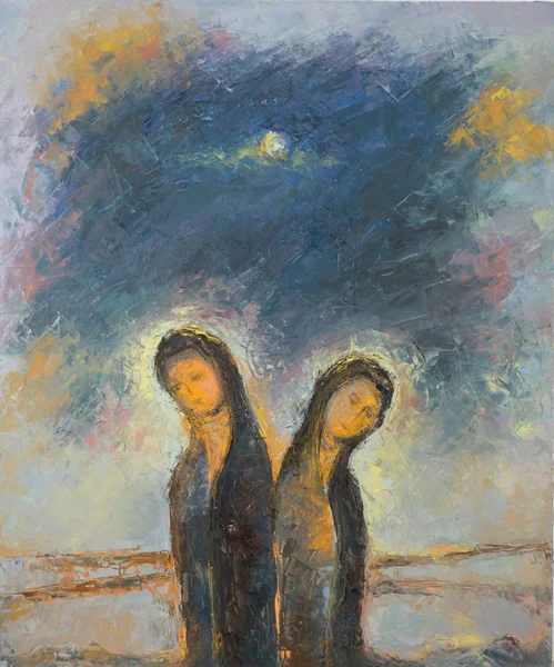 Natalia Babkina artista, el cuadro pintado en óleo. viaje de invierno — Foto de Stock