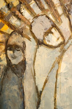 Natalia Babkina ressamı, yağlı boyalarla boyanmış resim. sütun