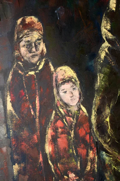 Natalia Babkina artystka, obraz malowany farbami olejnymi. tru — Zdjęcie stockowe