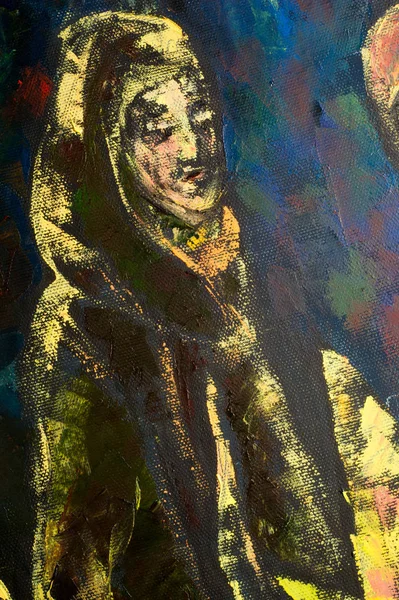 Natalia Babkina artista, il quadro dipinto con vernici ad olio. tra — Foto Stock