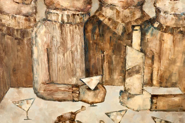 Natalia Babkina artystka, obraz namalowany w olejach. Mężczyźni w t — Zdjęcie stockowe