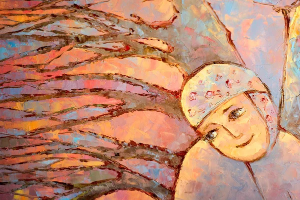 Natalia Babkina artystka, obraz malowany farbami olejnymi. Re — Zdjęcie stockowe