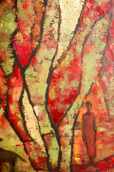 Natalia Babkina artiste, le tableau peint avec des peintures à l'huile. rouge — Photo