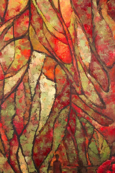 Natalia Babkina artista, o quadro pintado com tintas a óleo. vermelho — Fotografia de Stock