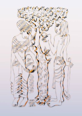 Adem ve Havva bir elma ağacı altında duruyorlardı.