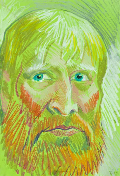 A picture drawn with crayons. portrait of a man — Stock Photo, Image