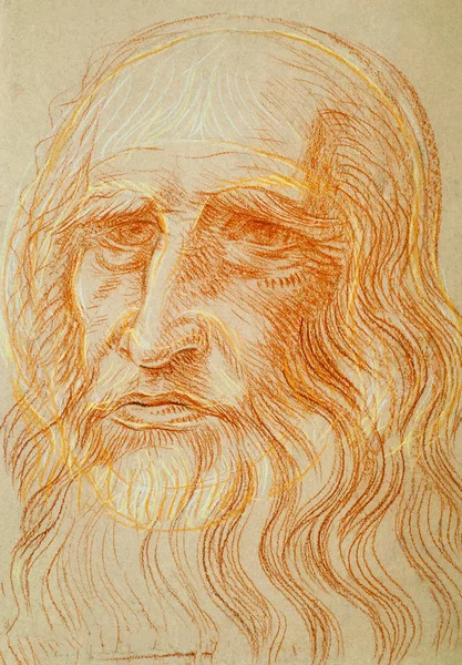 Drawing colored wax crayons. Two Strength, Leonardo da Vinci — Stock Photo, Image