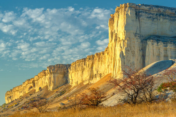 Photos of the Crimean autumn peninsula, Ak-Kaya White rock, Belogorsky district, the Biyuk-Karasu river, the Mousterian era, the settlements of the Sarmatians and Scythians, Altyn Teshik cave