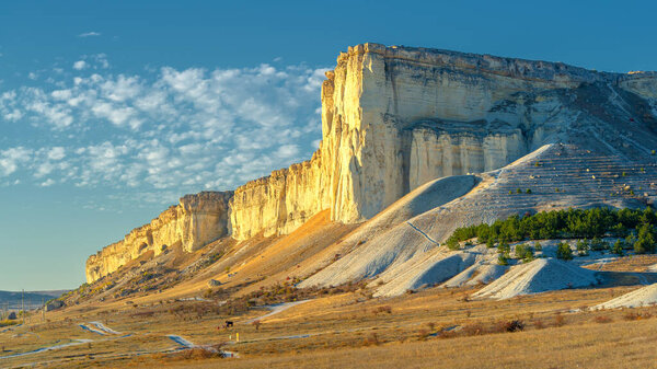 Photos of the Crimean autumn peninsula, Ak-Kaya White rock, Belogorsky district, the Biyuk-Karasu river, the Mousterian era, the settlements of the Sarmatians and Scythians, Altyn Teshik cave