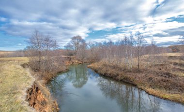 Sonbahar kış manzarası, Kasım. Ay sonuna kadar. Üzücü, kasvetli bir mevsim, doğa karı bekliyor.,