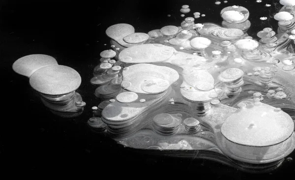 Frost Street Ice River Ice Bubbles Stuck Ice Unusually Colorful — Stock Photo, Image