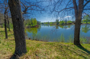 Göletin, kaynağın, huş ağacının fotoğrafları. Göl, karayla çevrili bir havzanın içinde yer alan suyla dolu bir alandır, herhangi bir nehir ya da diğer çıkış noktası hariç.