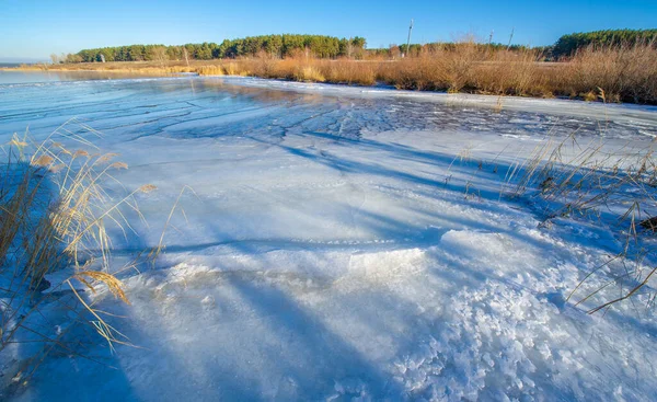 Winter Photography December Ice Fetters River Immature Ice Ice River — Stock Photo, Image