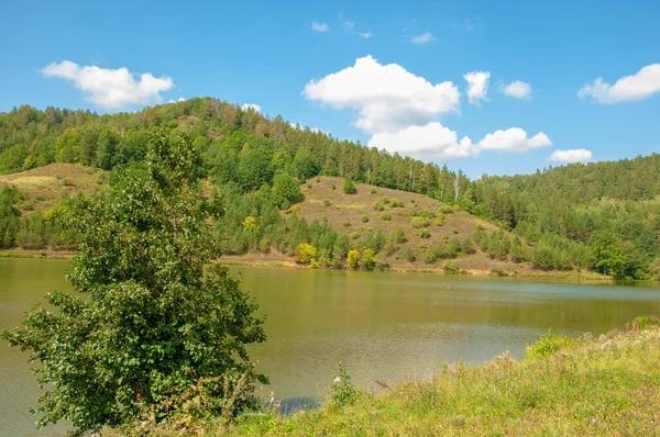 Summer Landscape Photography Rolling Hills Lake Central Europe — Stock Photo, Image