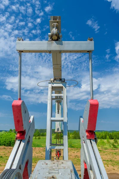 Pumpjack Overground Drive Reciprocating Piston Pump Oil Well Arrangement Commonly — Stock Photo, Image