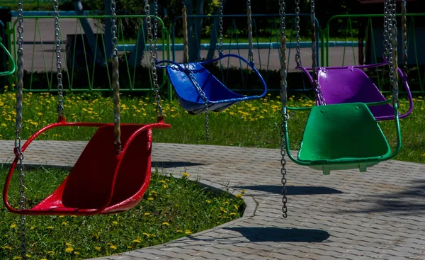 Parque Diversões Velho Carrossel Acorrentado — Fotografia de Stock