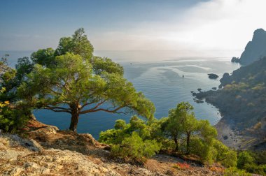 Denize bakan Kırım Yarımadası 'nın fotoğrafları, Çarlık kıyıları Novyi Svet, Upland Karaul-Oba, Amfibi Adam ve 20. yüzyılın Korsanları köyünün yakınlarında fantastik bir güzellik yeri.